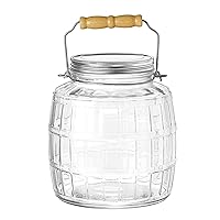 Anchor Hocking 1 Gallon Glass Barrel Jar with Lid (2 piece, brushed metal, screwable)