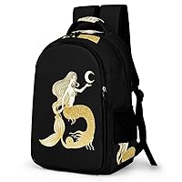 Beautiful Mermaid with Moon Travel Laptop Backpack Lightweight 16.5 Inch Computer Bag Shoulder Bag for Men Women