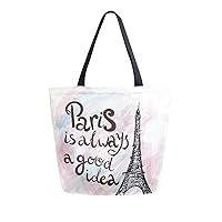 ALAZA Large Canvas Tote Bag African American Woman With Curly Hair Shopping Shoulder Handbag