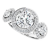 ERAA Jewel 4.0 CT Round Colorless Moissanite Engagement Rings Wedding/Bridal Rings Set, Solitaire Halo Style, Solid Gold Silver Vintage Antique Anniversary Promise Ring Gift for Her