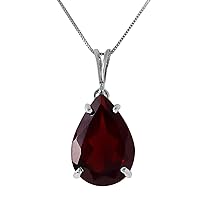 5 Carat 14k Solid White Gold Necklace with Natural Garnet Pendant