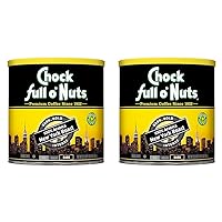 Chock Full o’Nuts New York Roast, Dark Roast Ground Coffee – Gourmet Arabica Coffee Beans – Bold, Full-Bodied and Intense Coffee (30.5 Oz. Can) (Pack of 2)