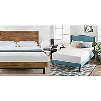 Zinus Tricia Platform Bed / Mattress Foundation / Box Spring Replacement / Brown, Queen & 12 Inch Green Tea Memory Foam Mattress / CertiPUR-US Certified / Bed-in-a-Box / Pressure Relieving, Queen