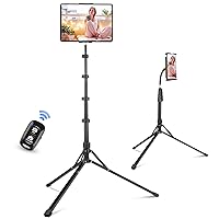 Aureday Stand Floor, 67” Height Adjustable Tripod Stand, Tablet Stand with Extendable Holder for iPad Mini/ Air/ Pro, Kindle, Switch, Smartphones, and All 4.7