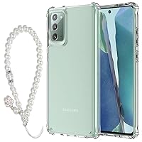 Transparent Reinforced Corners TPU Shock-Absorption Flexible Cell Phone Case Cover for Samsung Galaxy S20 FE 5G with Pearl Lanyard (Clear, for Samaung Galaxy S24 Plus)