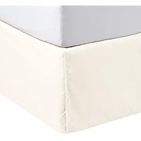 Amazon Basics Lightweight Pleated Bed Skirt, Queen, Off White