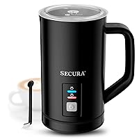 Secura 𝗠𝗶𝗹𝗸 𝗙𝗿𝗼𝘁𝗵𝗲𝗿, Electric Milk Steamer Stainless Steel, 8.4oz/250ml Automatic Hot and Cold Foam Maker and Milk Warmer for Latte, Macchiato (Black)