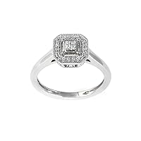 Sterling Silver 1/10 CT TDW Radiant-Cut Diamond Fashion Ring for Women(I-J, I2)
