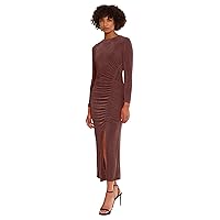 Donna Morgan Women's Ruched Princess Seam Dress with Slit Detail Event Party Occasion Guest of