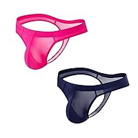 JOCKMAIL 2PCS/Pack Mens Thongs Underwear JockStrap Mens Bikini Underwear G-string Jockstraps for Men Ice Silk Underwear