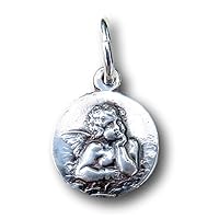 Small Sterling Silver Guardian Angel Medal - Antique Reproduction
