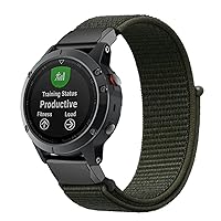 SOUMIX 22mm 26mm Nylon Strap for Garmin Fenix 7 7X 6 6X Pro Fenix 5 5X Plus 3 3HR Forerunner 935 945 D2 Bravo Quick Release Smart Watch Band (Color : Army Green, Size : 26mm Fenix 5X Plus)
