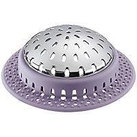 Drain Hair Catcher Upgraded Drain Catcher with Silicone Designed for Regular Drains, Catch Hair Easily Without Slowing Drainage, Prevent Clogging-Purple