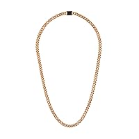 Bulova Jewelry Men's Latin Grammy 6mm Curb Chain Brushed and Polished Curb Chain Stainless Steel Necklace, Length 22