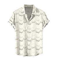 Funny Print Shirts for Men Button Down Short Sleeve Hawaiian Shirt Lightweight Beach Shirt Big Tall Summer Casual Tees
