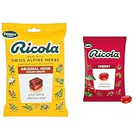 Ricola Original Natural Herb Cough Suppressant Throat Drops, 45 Drops, Fights Coughs Naturally, Soothes Throats, Naturally Soothing Relief & Cherry Throat Drops, 45 Count