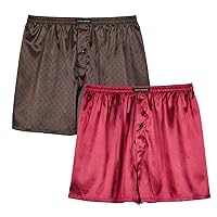 TONY AND CANDICE Men's Satin Boxer Briefs Pack, Silk Feeling Sleep Shorts Underwear with Fly for Men