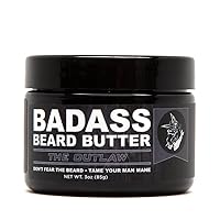 Badass Beard Care Beard Butter For Men - THE OUTLAW, 3 oz - Made of Natural Ingrediens for Healthy, Soften and Itchness Free Beard and Mustache