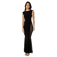 Norma Kamali Women's Sleeveless Crewneck Fishtail Gown with Mesh Sides