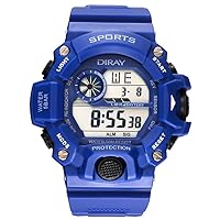 Botanmu Multifunction 50M Waterproof Watch Casual Digital Watch Mens Sports Chronograph Watch + Watch Box (Blue)