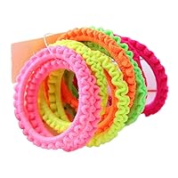 10Pcs Children Girls Elastic Rubber Band Fluorescent Colorful Hair Rope Wavy
