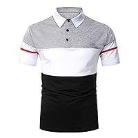 Polo Shirts for Men,Short Sleeve Golf Sport Shirt Summer Patchwork Button Top Regular Fit Blouse Outdoor Tees