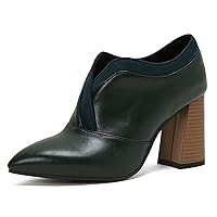 Women's Block Heel Slip on Loafer Pointed Closed Toe Pumps Elegant Mary Jane