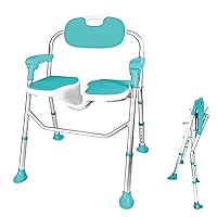 Shower Chair for Elderly and Disabled, Shower Chairs with Arms and Back and Four Suction Cups, Foldable and 5-Level Adjustable Shower Chair, High Density Aluminum Product, Holds to 350 lbs.