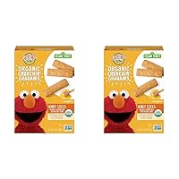 Earth's Best Organic Kids Snacks, Sesame Street Toddler Snacks, Organic Crunchin' Grahams for Toddlers 2 Years and Older, Honey Sticks with other Natural Flavors, 5.3 oz Box (Pack of 2)