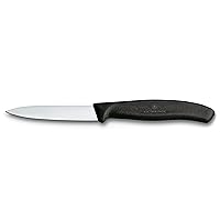 Victorinox 6.7603 3.25 Inch Swiss Classic Paring Knife with Straight Edge, Spear Point, Black, 3.25