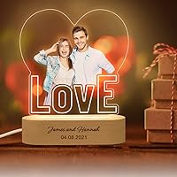 Custom 3D Photo Lamp Personalized Portrait Illusion Night Light Cube Light Up Picture Frame Things Remembered 21th Birthday Gifts Using My Own Photos for Men Women Him Her (A)