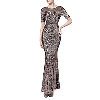 Mordarli Women's V Neck Sequin Prom Dresses Formal Gown Long Evening Dress with Crystal Beadings 2023