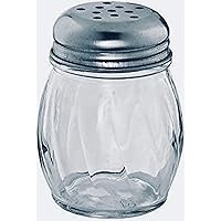 Tezzorio 6-Ounce Polycarbonate Cheese Shaker with Perforated Top, Swirl Cheese Shaker with Stainless Steel Lid, Restaurant Cheese and Spices Shakers