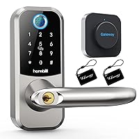 WiFi Door Locks with Handle, Hornbill Fingerprint Smart Keyless Entry Locks with Touchscreen Keypad,Bluetooth Front Door Lock, Electronic Digital Deadbolt with Reversible Handle, Free App, Fobs, Code