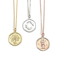 Personalized Zodiac Coin Necklace, Zodiac Sign Disc Necklace, Zodiac Jewelry, Horoscope Necklace, Celestial Medallion, Constellation Necklace, Birthday Gift Trendy Gift 200
