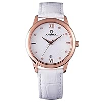 Fashion Luxury Brand White dial Women Quartz Wrist Watches Stainless Steel Leather SP-2607-RL8