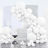 PartyWoo White Balloons, 120 pcs Matte White Balloons Different Sizes Pack of 18 Inch 12 Inch 10 Inch 5 Inch for White Balloon Garland or Arch as Birthday Decorations, Party Decorations, White-Y13
