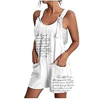 Women's Casual Loose Shortalls Adjustable Straps Overall Sleeveless Shorts Jumpsuits Summer Rompers with Pockets