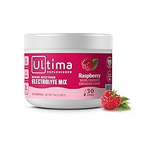 Ultima Replenisher Raspberry Electrolyte Powder, New Formula, 30 Serving Canister (Net Wt.3.4 OZ(96 g)