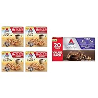 Atkins Soft Baked Energy Bars, Blueberry, 15g Protein,2g Sugar, Excellent Source of Fiber, Low Carb, 4 Packs (5 Bars Each) & Endulge Peanut Butter Cups, Dessert Favorite, Low Carb, 0g Sugar, 20 Count