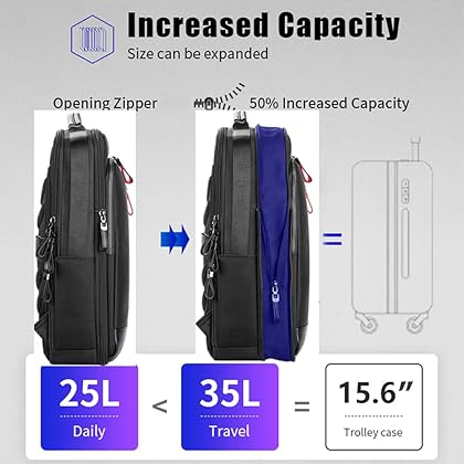 BOPAI Intelligent expandable large Smart 15.6 inch Backpack Travel Friendly Water Resistant Anti-Theft Laptop Rucksack with USB Charging Business Laptop Backpack Men Black Multi-Functional