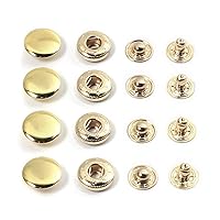 WUTA 100 Sets Sewing Snaps Solid Brass Snap Fasteners Press Studs Poppers Clothing Bag Jacket Leather Craft Buttons for Clothes, Jackets, Jeans Wears, Bracelets, Bags, Gold (15mm/0.59 inch)