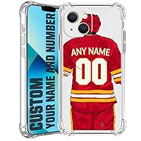 IKPYTREE Custom Ice Hockey Taem Crystal Clear Case for Your Name and Number - Shockproof Protective Transparent Case for iPhone X 13 12 11 Xs Max Xr 8 7 6 Plus 11 Pro Mini(Calgary Red)