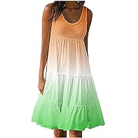 AODONG Deal of The Day Midi Dresses for Women Sundresses for Women 2024 Sleeveless Cute Petite Mini Dress Tiered Flowy Boho Beach Wear