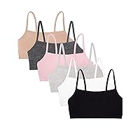 Fruit of The Loom Women's Spaghetti Strap Cotton Pull Over 3 Pack Sports Bra in Fashion Colors