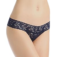 Hanky Panky Petite Low Rise Signature Lace Thong Panty (One Size Navy)