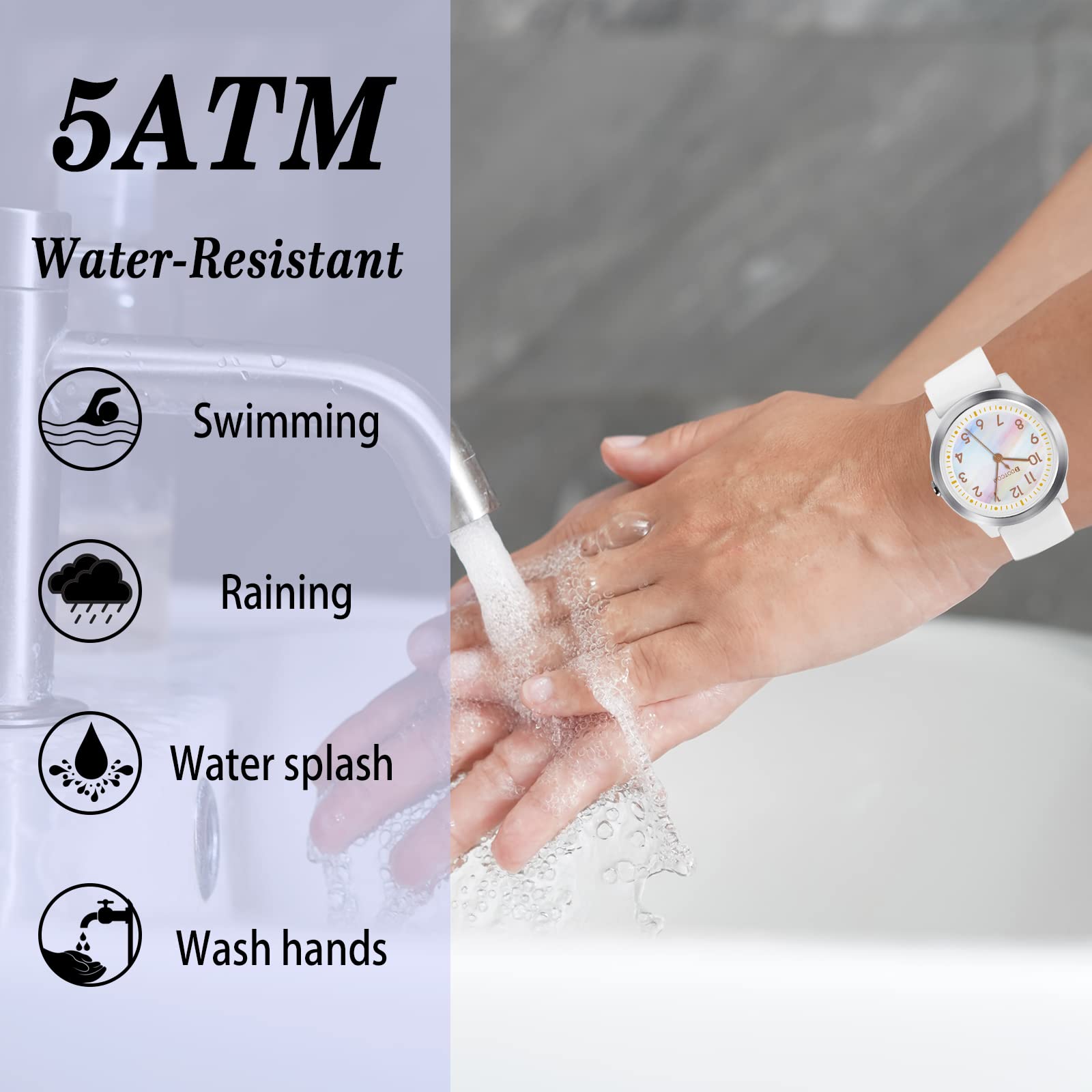 Nurses Watch for Nurses, Doctors, Medical Professionals, Students, Easy to Read Dial, 50M Waterproof Women's Men Medical Analog Watch with Second Hand, Soft Breathable Silicone Band