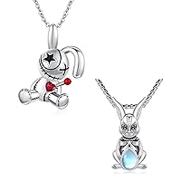 Rabbit Necklace,Voodoo Doll Necklace 925 Sterling Silver Easter Bunny Rabbit Pendant Necklace Jewelry Birthday Gifts for Women Girls Girlfriend