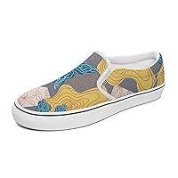 Blue Flower Pattern Women's and Man's Slip on Canvas Non Slip Shoes for Women Skate Sneakers (Slip-On)