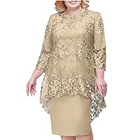 Leather Dress for Women Sexy,Women's Elegant Lace Embroidery Evening Dress Half Sleeve Women Casual Dresses V N